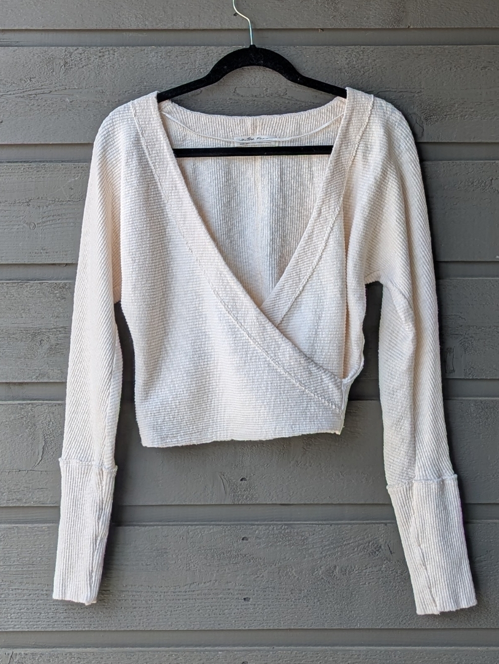 NWOT We The Free Lupine Top Sugar Cookie Cream Ribbed Knit Small Ballet Wrap